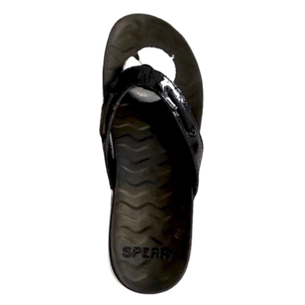 NEW Sperry Adriatic Leather Sandals Skip Lace Flip Flops Black Size 6 - Picture 7 of 11